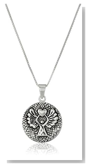 Sterling Silver Guardian Angel Protect Me Wherever I Go And Keep Me From Harm - Reversible Pendant with Angel, 18