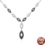 Sterling Silver Black and White Diamond Drop 'Y' Necklace, 18"