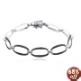 Sterling Silver Black and White Diamond Oval Bracelet, 7.25"