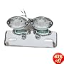 Custom Cateye Chrome Double LED Integrated Taillight Brake Light Turn Signals License Plate Light Fender Eliminator Plate Tag Holder Cat Eye Double LED Tail Lightfor Harley, Honda, Yamaha, Suzuki, Kawasaki, Custom Bike, Cruiser, Choppers, Scooters, Vespa, Moped