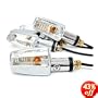 Motorcycle 4 pcs Chrome Mini Clear Spear Turn Signals Fits Metric Cruisers, Harleys, Choppers Enhance the look with these Mini Spear Chrome Turn Signals Blinkers, Harley Davidsons, Suzuki, Honda, Kawasaki, Yamaha Cruisers, Scooters, Vespa, Moped