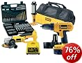 Dewalt 18 Volt Drill Driver with Angle Grinder, Torch, Batteries, Bit Set and Carry Case
