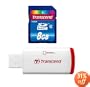 Transcend 8 GB Class 6 SDHC Flash Memory Card with USB Card Reader TS8GSDHC6-P2