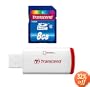 Transcend 8 GB Class 6 SDHC Flash Memory Card with USB Card Reader TS8GSDHC6-P2