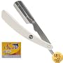 Parker SRW Stainless Steel Straight Edge Barber Razor & 120 Shark Super Stainless Blades