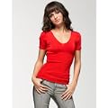 bebe Cross Back Striped Ribbed Top