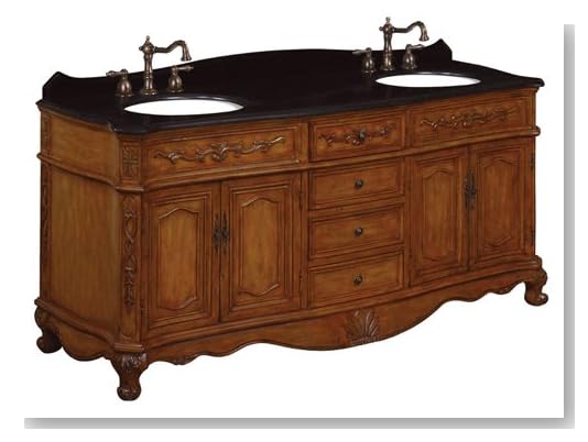 Belle Foret BF80035R Double Basin Bathroom Vanity, Medium Oak