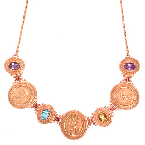 Tagliamonte - 14k Rose Gold Blue Topaz, Amethyst, Citrine and Pink Tourmaline Necklace, 18inches