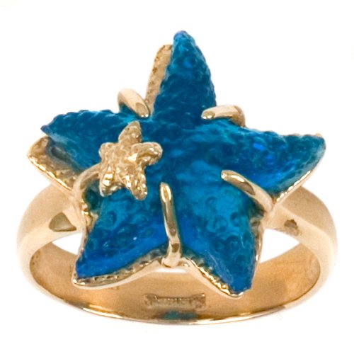 Tagliamonte - 14k Yellow Gold Sky Blue Starfish Ring, Size 7