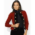 Lauren by Ralph Lauren Jaylynn Velvet Trim Military Cardigan