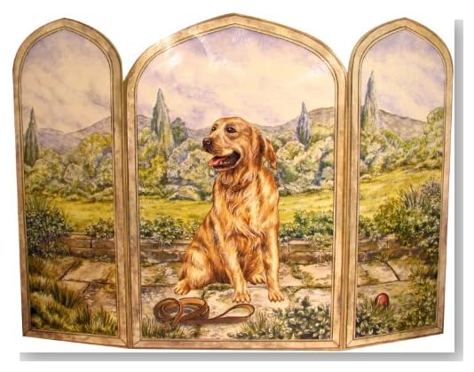 Stupell Industries 3 Panel Outdoor Decorative Dog Fireplace Screen, 31 by 44 by .375 Inches