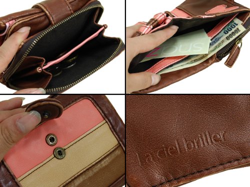 (ラ シェル)La ciel briller 2 二つ折り 財布 PK/BR/ピンク/ブラウン(DKW-90038PKBR)