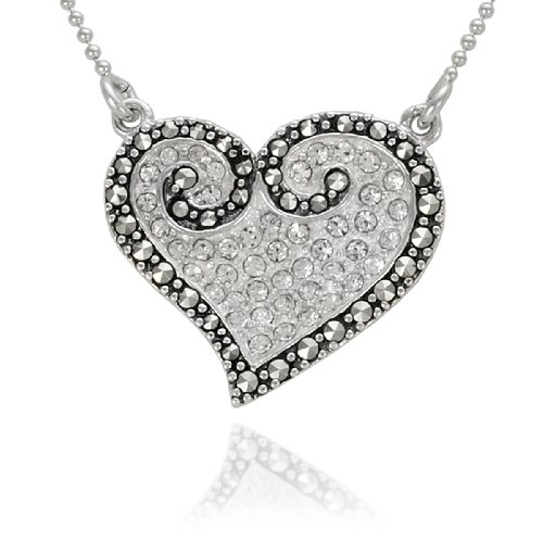 silver pave heart pendant 