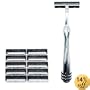 Heavyweight Brass/Chrome Trac 2 compatible Razor and 10 Personna Twin 2 Blades