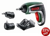 Bosch IXO 4 Cordless Lithium-Ion Screwdriver (With Right Angle Adapter, Easy-Reach Adapter, and 10 Screwdriver Bits)