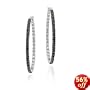 Sterling Silver Black Diamond Accent 33mm Oval Hoop Earrings