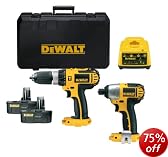 Dewalt Dcx424a2 1x Dc725 18 Volt Combi Drill And 1x Dc827 18 Volt Impact Driver In Case Complete With 2x 18v Ni-cad Batteries