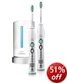 Philips HX6952/71 Sonicare FlexCare Electric Toothbrush With Soft Travel Case 2 toothbrush Heads Travel Charger and UV Sanitiser - Twin Pack