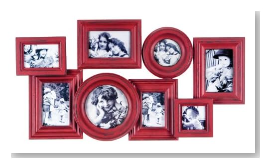Wilco Imports Eight Picture Collage Wood Frame Red