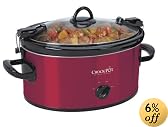 Crock-Pot SCCPVL600R 6-Quart Manual Cook & Carry Oval Portable Slow Cooker, Red