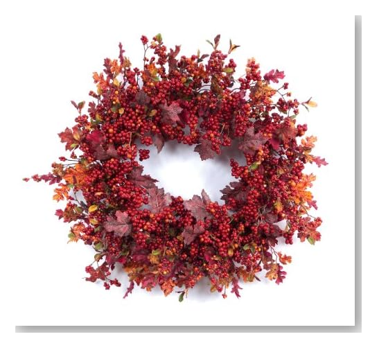 Melrose International 30-Inch Polyfoam and Dry Twig Mixed Berry and Leaf Wreathbr /
