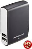 iBUFFALO �yiPadmini,iPad(Retina�f�B�X�v���C),iPhone5,iPhone4S����m�F�ρz USB�[�d��2A�Ή� iPad/iPhone�}���[�d�Ή�2�|�[�g �u���b�N BSIPA08BK