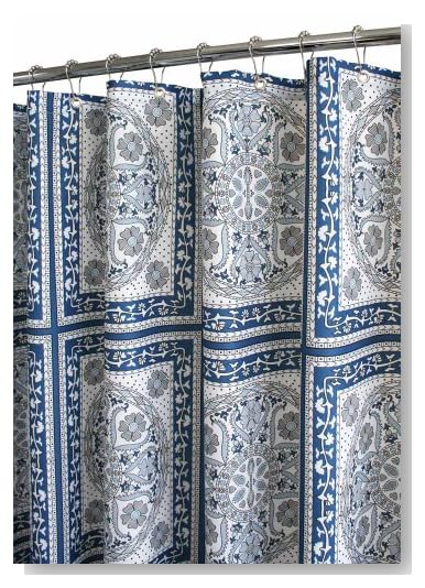 Park B. Smith Medallion Tiles Watershed Shower Curtain, Ocean Blue/White