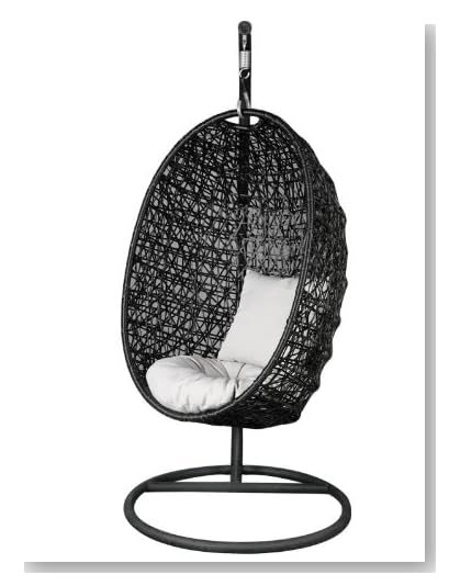 North 88 Outdoor Cadby Hanging Chair, Black Rattan