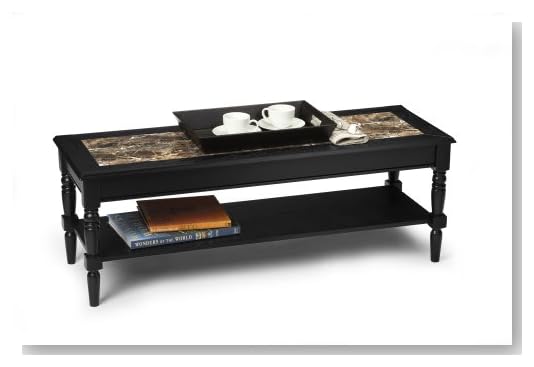 Convenience Concepts French Country Faux Marble Coffee Table with Shelf