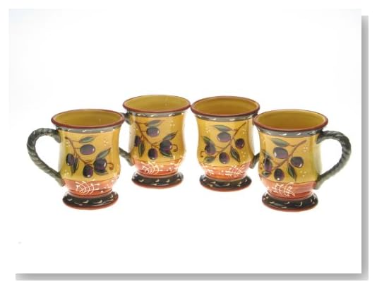Certified International French Olives 18-Ounce Mug, Set of 4