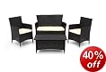 Li-Lo Ventura Conversation Set 4 Piece Luxury Indoor/Outdoor Furniture Set (Black)