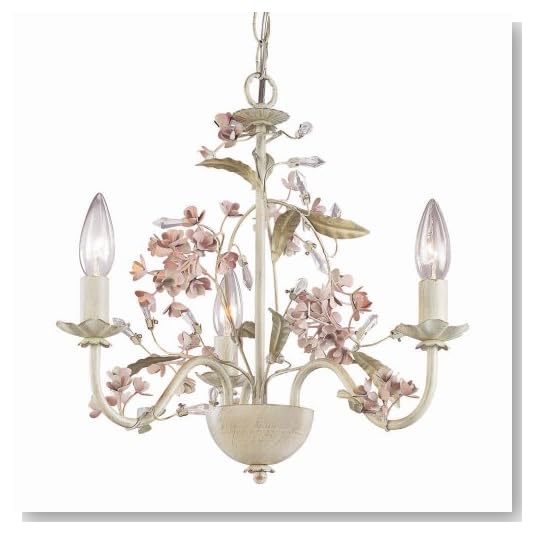 Laura Ashley MBLS0371 Blossom 3-Light Mini Chandelier, Antique Ivory