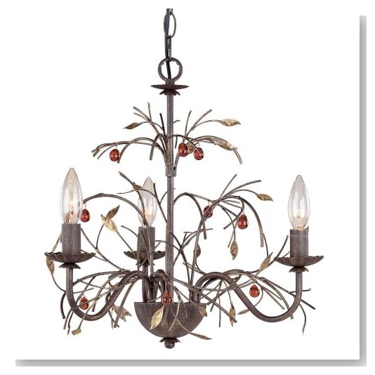 Laura Ashley MX2004 Amberbrooke 3-Light Mini Chandelier, Gold Tone Copper