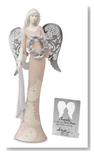 Pavilion Gift Company Little Things Mean a Lot 12-Inch Angel Holding Wreath, Family