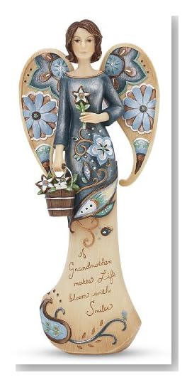 Pavilion Gift Company Perfectly Paisley 7-1/2-Inch Angel with Flower Bucket, Grandmother