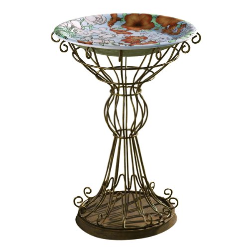 Grasslands Road Garden Shed Floral Cloisonne Pattern Birdbath