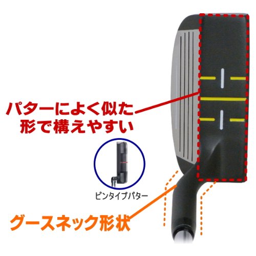 パターのようなストロークでウェッジ感覚でカップインを狙う!ダフリ・トップを気にせずストロークが可能だから、集中して狙った所に打てる!