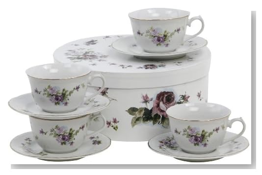 Lynns Lydia Tea Cup and Saucer, Set of 4