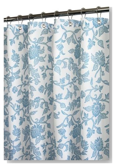 Park B. Smith Floral Swirl Watershed Shower Curtain, White/French Blue