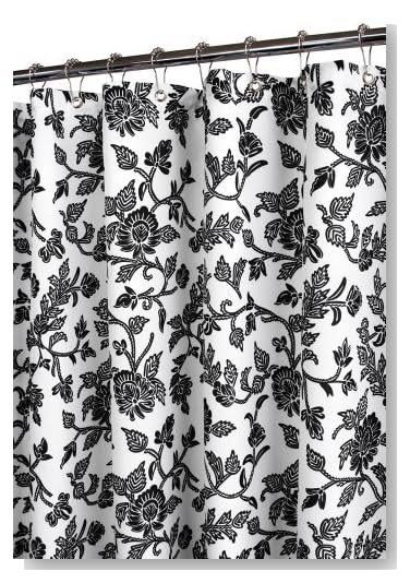 Park B. Smith Floral Swirl Watershed Shower Curtain, White/Black