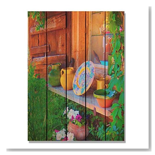 Gizuan Art French Pottery 28 by 36 Inside/Outside Full Color Cedar Wall Art