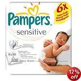 Pampers Sensitive Baby Wipes - 24 x Packs of 56 (1344 Wipes)