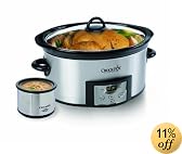 Crock-Pot SCCPVC605-S 6-Quart Countdown Oval Slow Cooker with Dipper, Stainless Steel