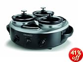 Crock-Pot SCRTD305-BS 1-Quart Triple Dipper Food Warmer with Portable Lid, Stainless Steel