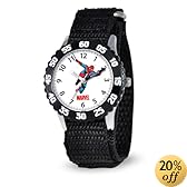 Marvel Kids' W000106 "Time Teacher" Stainless Steel Watch with Black Nylon Band