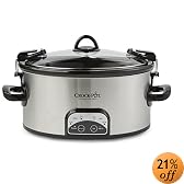 Crock-Pot SCCPVL605-S 6-Quart Programmable Cook & Carry Oval Slow Cooker, Stainless Steel