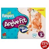 Pampers Active Fit Size 3 (9-20 lbs/4-9 kg) Nappies - Jumbo Pack of 84 Nappies