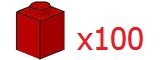 100x LEGO® Red 1x1 Bricks