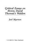 Critical Essays on Thoreau's Walden (Critical Essays on World Literature) by Joel Myerson