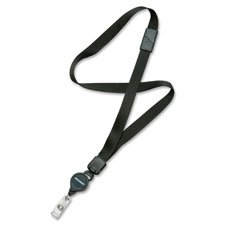 

Skilcraft NSN6130199 Neck Lanyard, with Retractable ID Card Reel, 12-PK, Black
